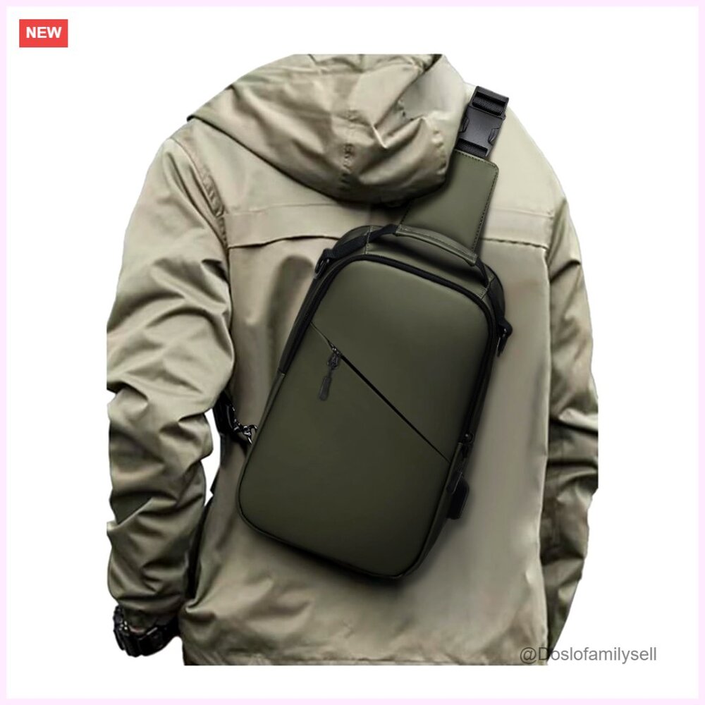 Small Canvas Crossbody Backpack, Adjustable Strap… - image 1